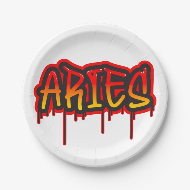 ARIES Zodiac Fire Sign Red Baby Shower Paper Plates (Front)