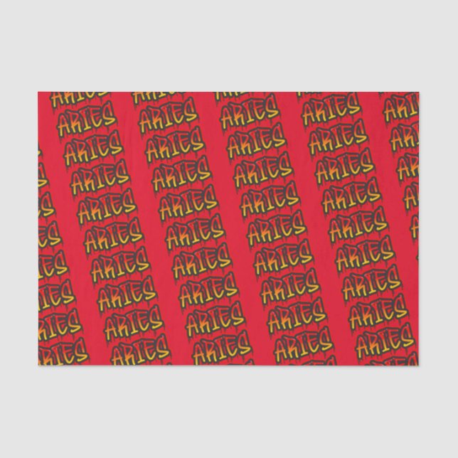 ARIES Zodiac Fire Sign Red Dripping Art Party Tissue Paper (Front)