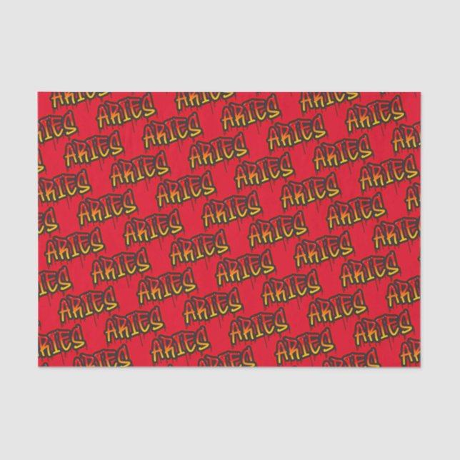 ARIES Zodiac Fire Sign Red Dripping Art Party Tissue Paper (Front)