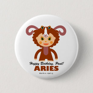 Aries Zodiac for Kids Button