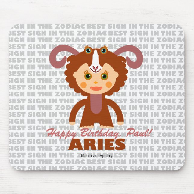 Aries Zodiac for Kids Mouse Pad (Front)