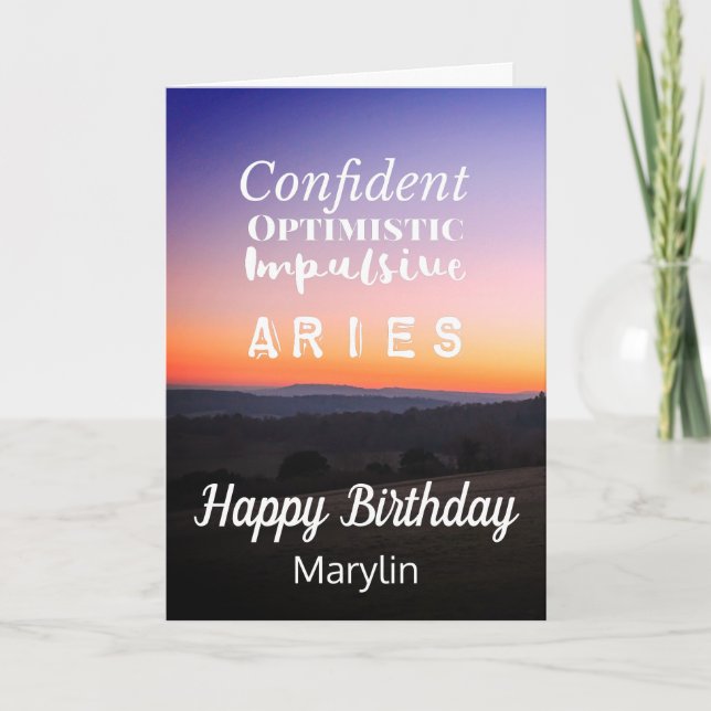 Aries Zodiac Fun Characteristics Birthday Card (Front)