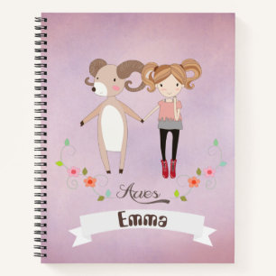 Aries Zodiac Girl With A Name Spiral Notebook