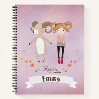 Aries Zodiac Girl With A Name Spiral Notebook