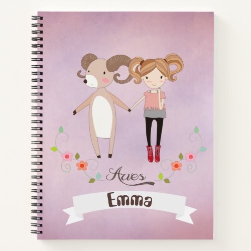 Aries Zodiac Girl With A Name Spiral Notebook