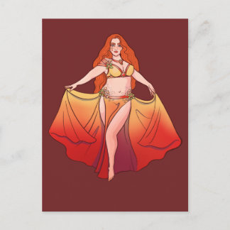 Aries Zodiac Goddess Art Belly Dancer Astrology Postcard