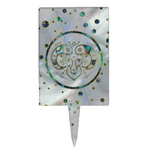 Aries Zodiac Gold Abalone on Constellation Cake Topper