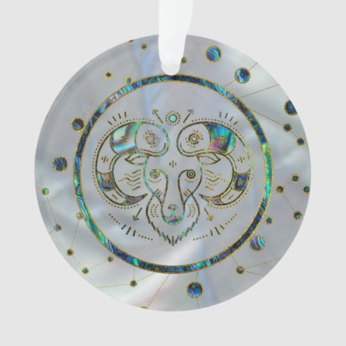 Aries Zodiac Gold Abalone on Constellation Ornament