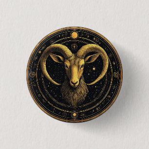 ♈ Aries Zodiac Gold Shield Astrology Symbol Button