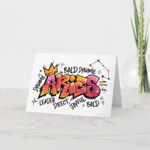 Aries Zodiac Graffiti Card