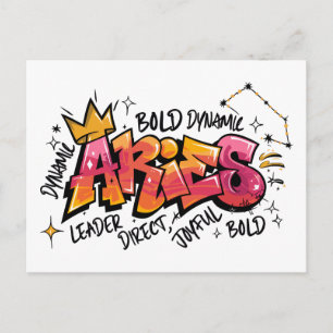 Aries Zodiac Graffiti Postcard