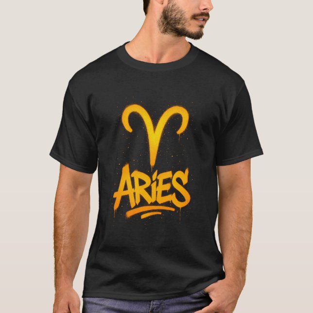 Aries Zodiac Graffiti Symbol T-Shirt (Front)
