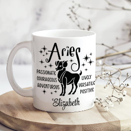 Aries Zodiac Horoscope Custom Name Coffee Mug