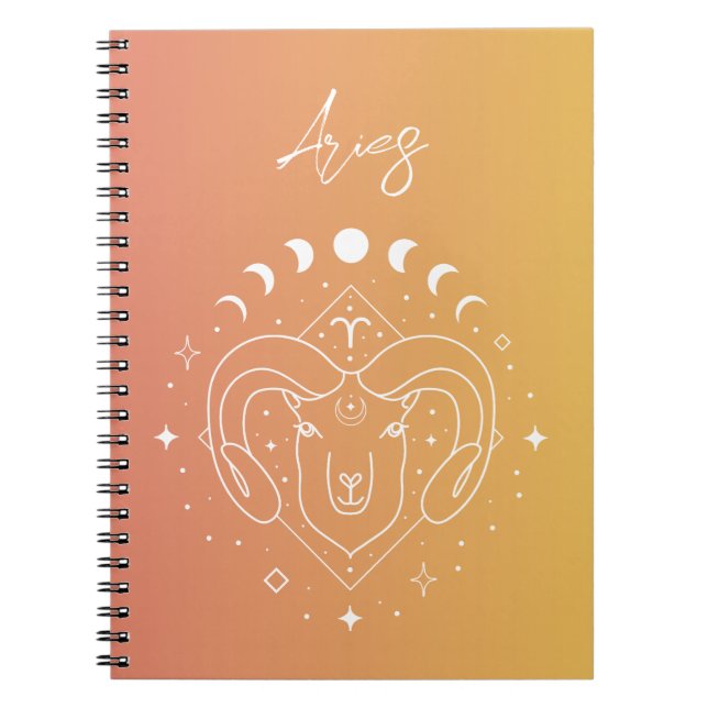 Aries zodiac horoscope star sign gradient notebook (Front)