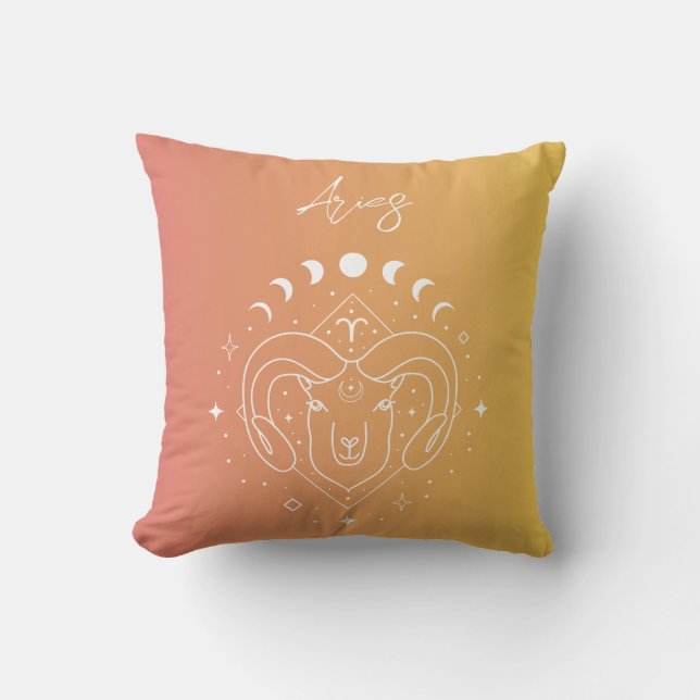 Aries zodiac horoscope star sign gradient throw pillow (Front)