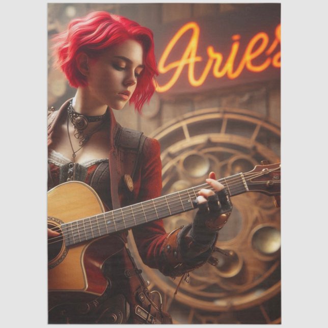 Aries Zodiac Musician Guitar Decoupage  Tissue Paper (Creator Uploaded)