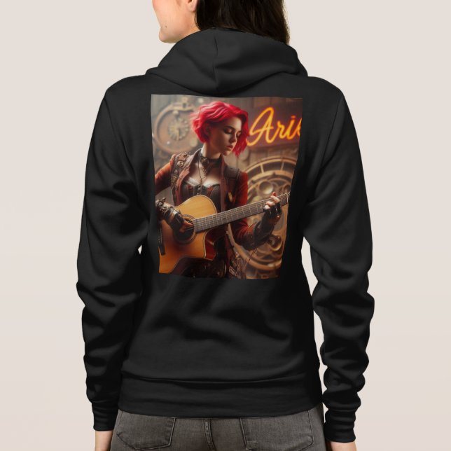 Aries Zodiac Musician Guitar Hoodie (Back)