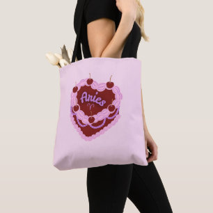 Aries Zodiac Pastel Heart Birthday Cake Tote Bag