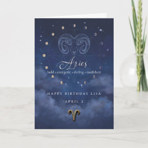 Aries Zodiac Personalized Birthday Card