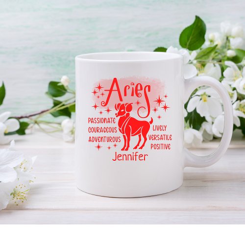 Aries Zodiac Personalized Traits Horoscope  Coffee Mug