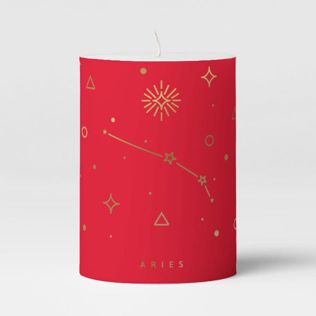 Aries Zodiac  Pillar Candle (Front)