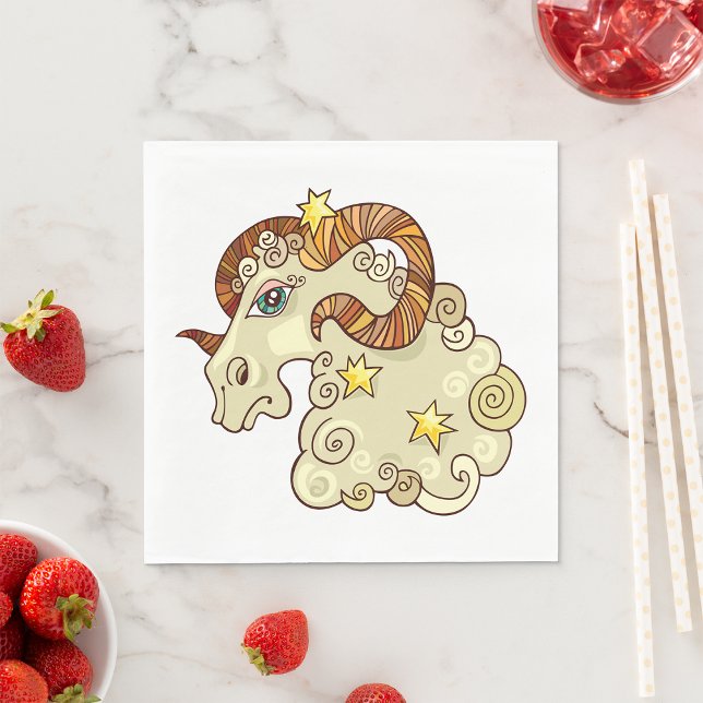 Aries Zodiac Ram Colorful Astrological  Napkins (Creator Uploaded)