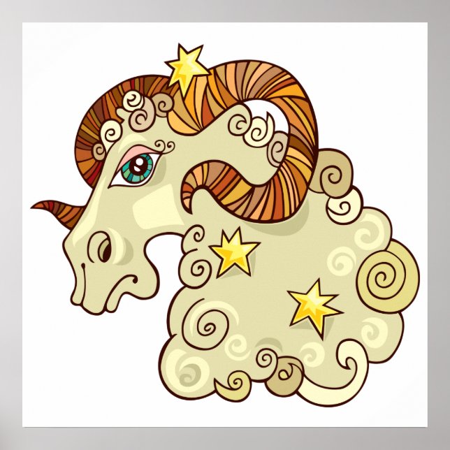 Aries Zodiac Ram Colorful Astrological  Poster (Front)