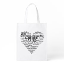 Aries Zodiac Reusable Tote Bag | Word Cloud 