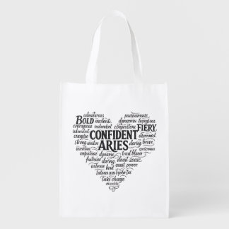 Aries Zodiac Reusable Tote Bag | Word Cloud 