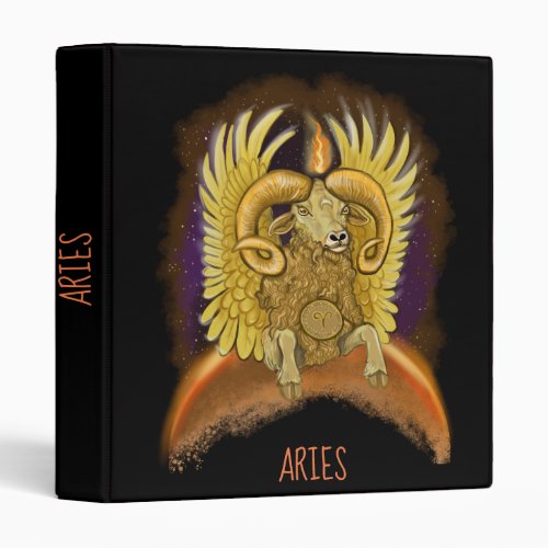 Aries Zodiac Sign 3 Ring Binder