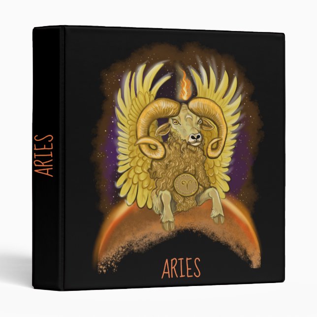 Aries Zodiac Sign 3 Ring Binder (Front/Spine)