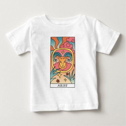 Aries Zodiac Sign Abstract Art Vintage Baby T_Shirt