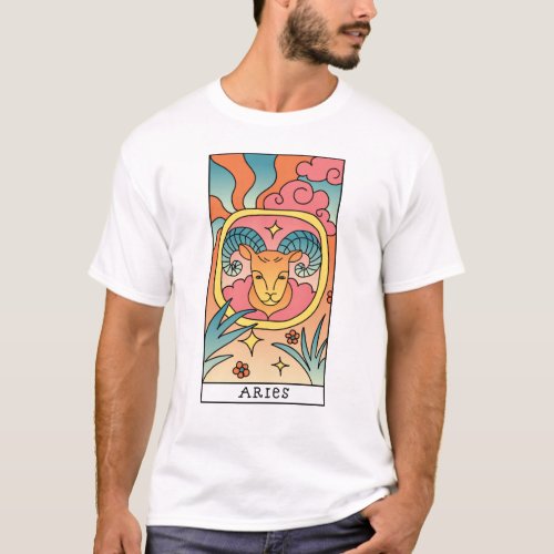 Aries Zodiac Sign Abstract Art Vintage T_Shirt