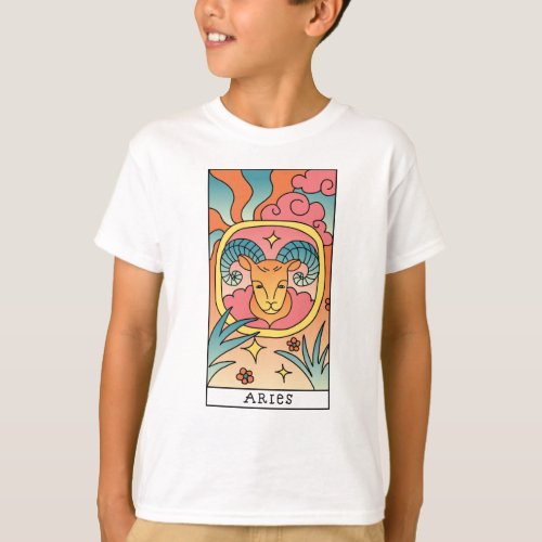 Aries Zodiac Sign Abstract Art Vintage T_Shirt