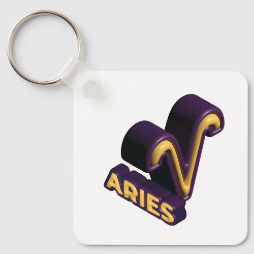 Aries Zodiac Sign and Text Design Keychain