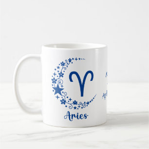 Aries Zodiac Sign Astrology Birthday Blue White Coffee Mug