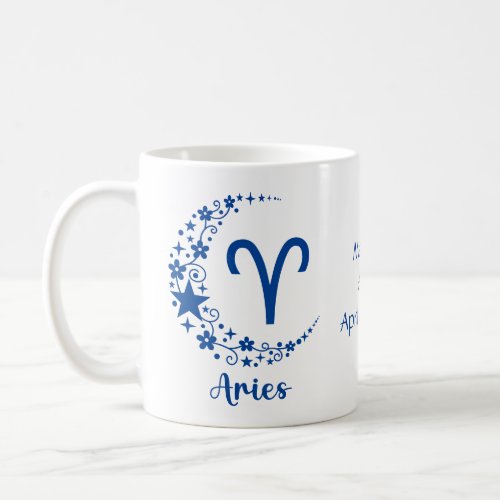 Aries Zodiac Sign Astrology Birthday Blue White  Coffee Mug