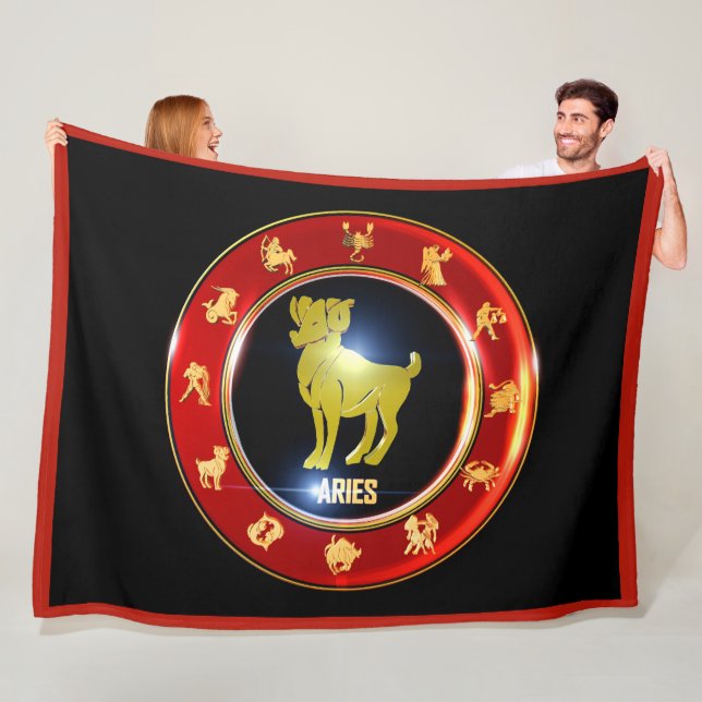 Aries Zodiac Sign Astrology Fleece Blanket (In Situ)