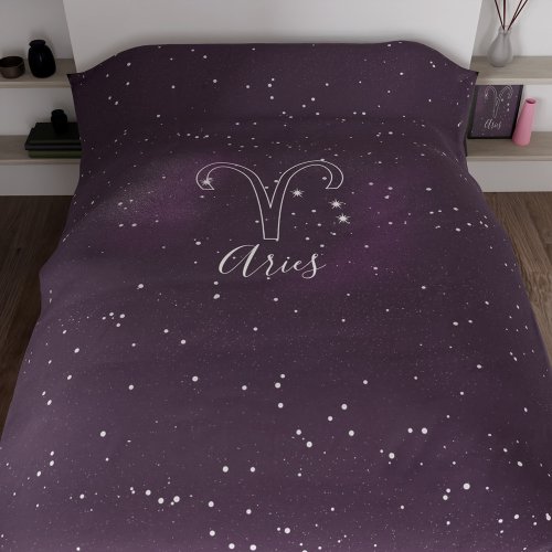 Aries Zodiac Sign Astrology Galaxy Duvet Cover