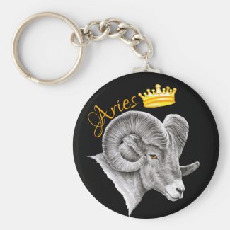 Aries Zodiac Sign Bighorn Ram and Crown Animal Art