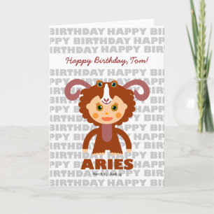 Aries Zodiac Sign Birthday Card