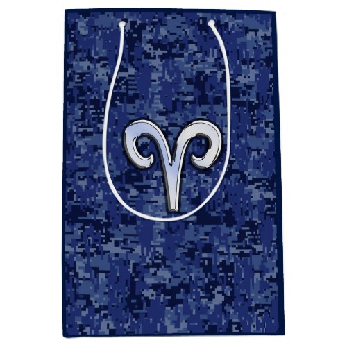 Aries Zodiac Sign Blue Digital Camouflage Medium Gift Bag