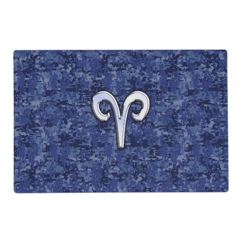 Aries Zodiac Sign Blue Digital Camouflage Placemat