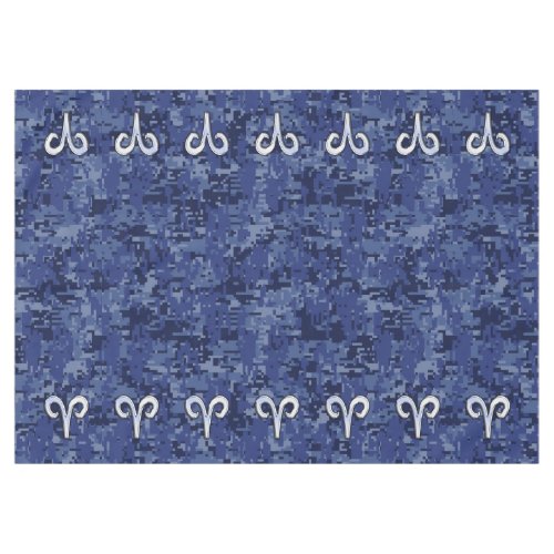 Aries Zodiac Sign Blue Digital Camouflage Tablecloth