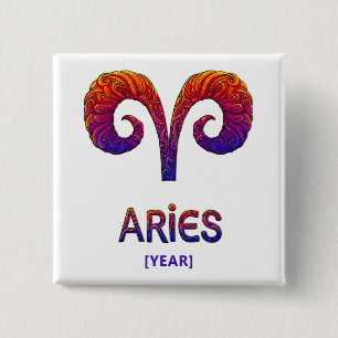 Aries Zodiac Sign Button