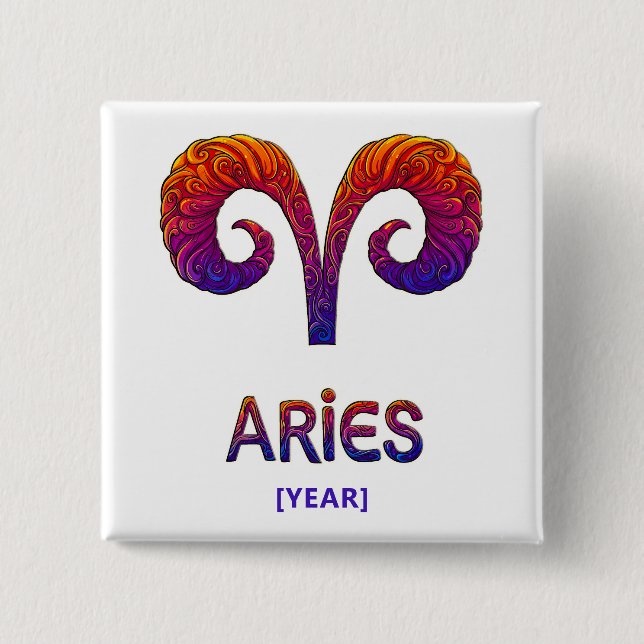 Aries Zodiac Sign Button (Front)