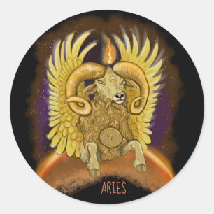 Aries Zodiac Sign Classic Round Sticker