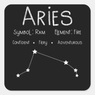 Aries Zodiac Sign Constellation Astrology Gift Square Sticker