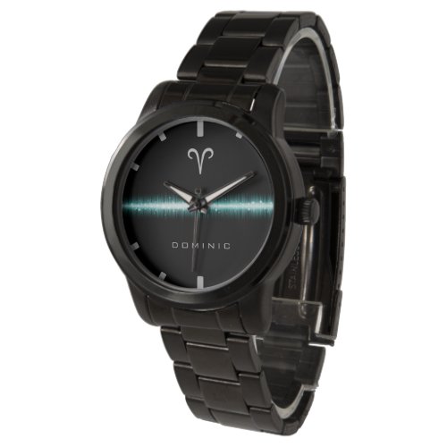 Aries Zodiac Sign Cool Light Line Custom Name Watch