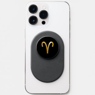 Aries Zodiac Sign Gold-Black Phone PopSocket